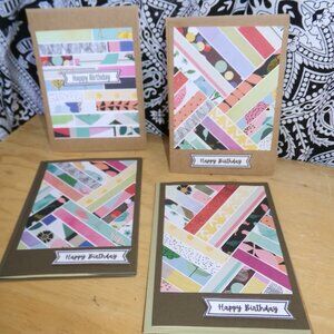 Set of 5 Handmade Scrappy Birthday Cards NWT